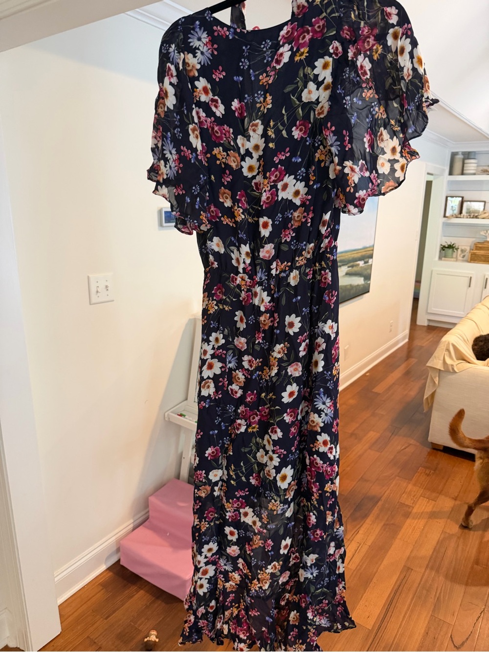 Parker  Navy Maxi Dress with Ruffle Sleeves